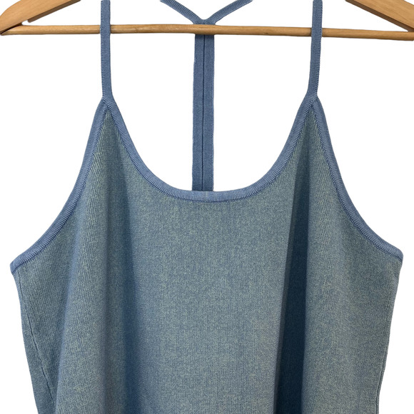 WAYF Blue '98 Alicia T-strap Knit Bodysuit V Neck Oasis Tank Top/Cami Size: 3x - Picture 4 of 9